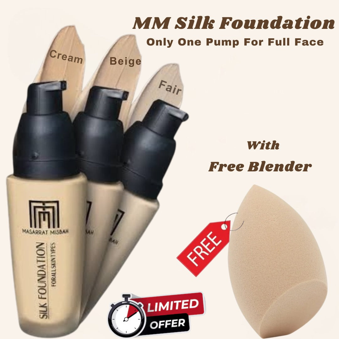 Buy MM Silk Foundation & Get Beauty blender FREE